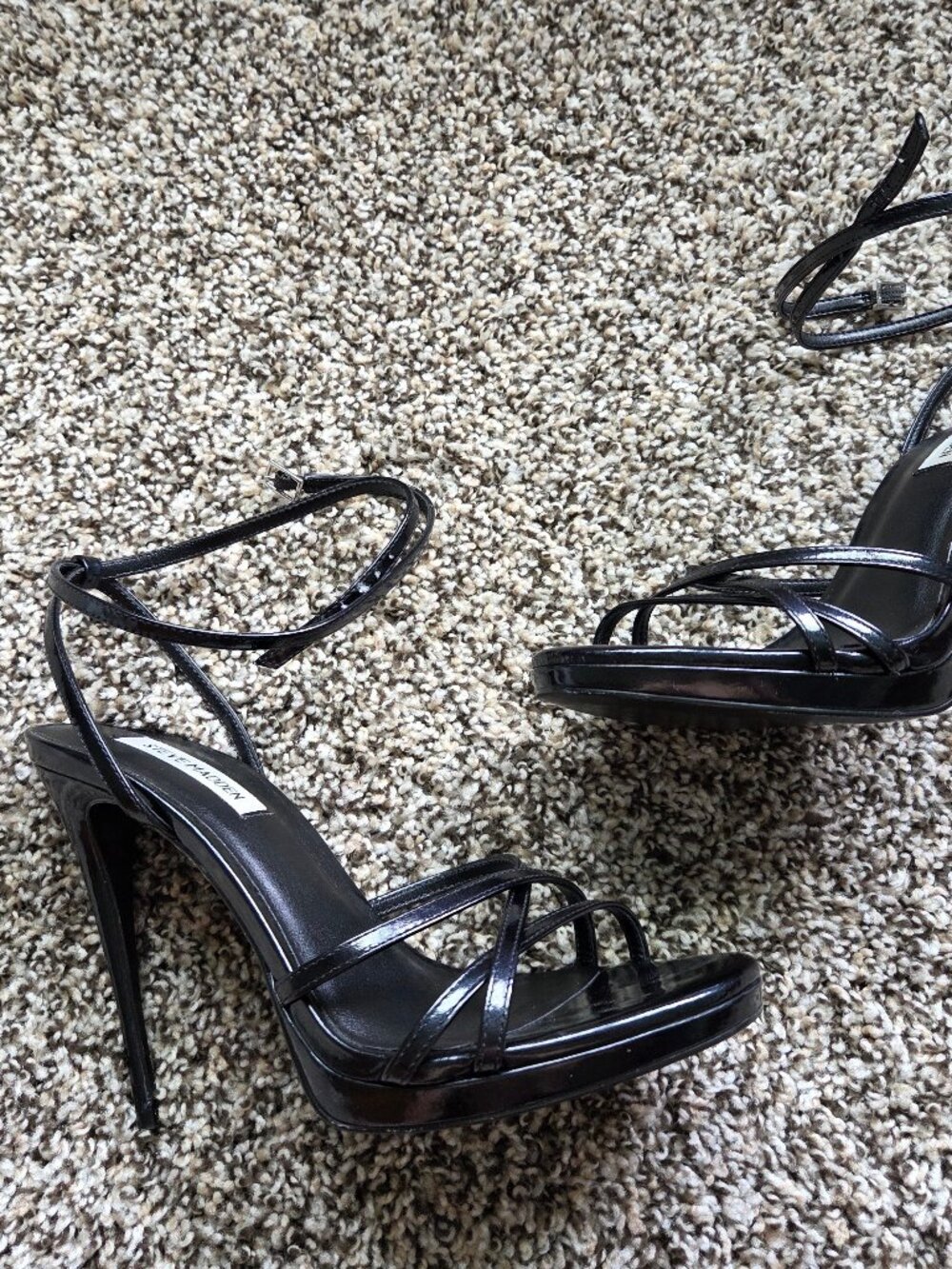 Steve Madden Jayla Black Strappy Stiletto Sandals Heels Size 9